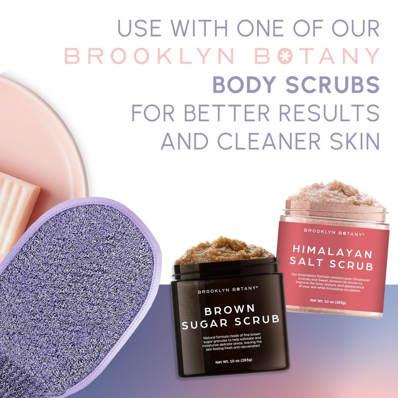 بروكلين بوتاني قفازات التقشير من بروكلين بوتاني للاستحمام والدش - مقشر الجسم شديد التحمل للتدليك وإزالة الجلد الميت للجسم - قفازين - Image 3